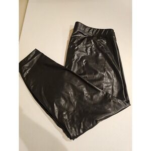 New Old Navy Black High Rise Faux Leather Front Stretch Knit Leggings Size XXL